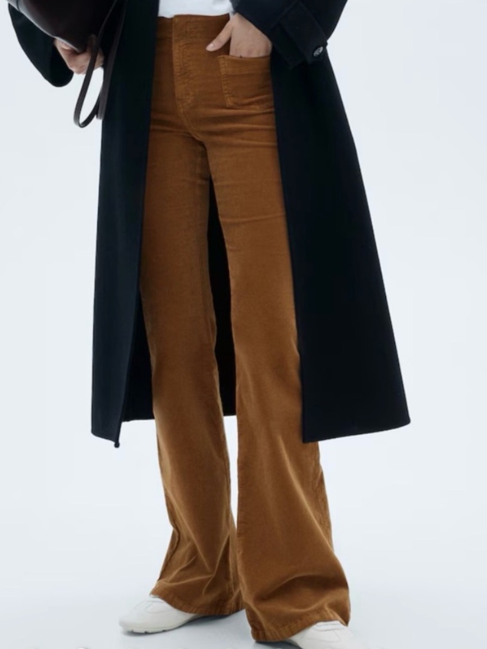 Mango Flare Corduroy Pants - Brown